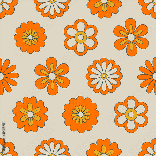 Abstract illustration on orange backdrop. Vintage vector botanical illustration. Floral wallpaper. Textile design texture. Summer bright background. Seamless leaf pattern. Spring floral background.