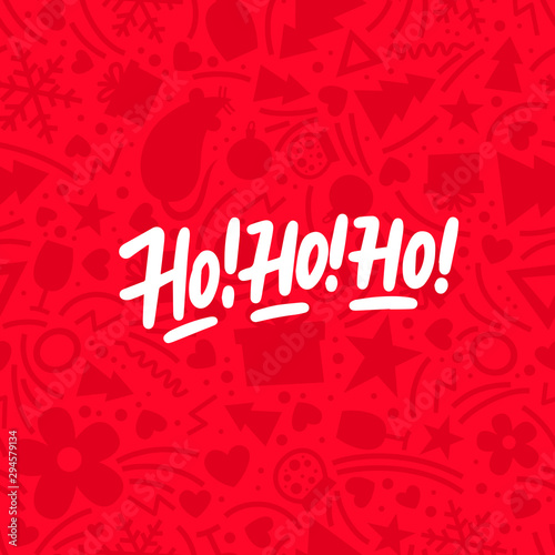 Ho ho ho. Hand drawn lettering phrase. Christmas theme. Design element for poster, banner, card, flyer. Vector illustration