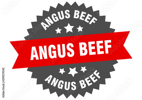 angus beef sign. angus beef red-black circular band label