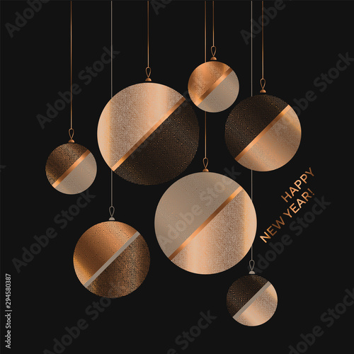 Beige and gold elegant xmas balls poster on black