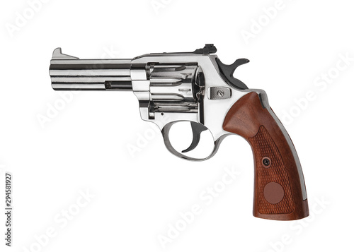 silver gun revolver isolate on white background.