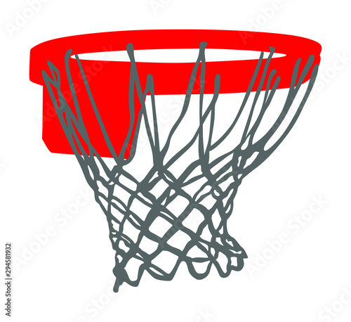 Basketball hoop and net vector illustration isolated on white background. Equipment for basket ball court. Play sport game.