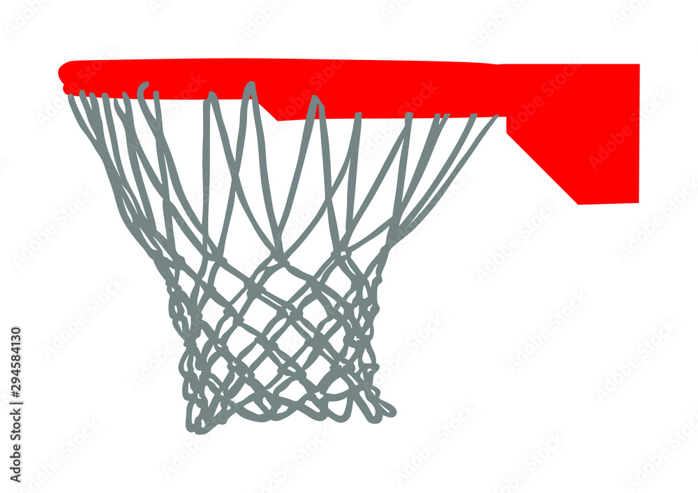 Basketball hoop and net vector illustration isolated on white background. Equipment for basket ball court. Play sport game.