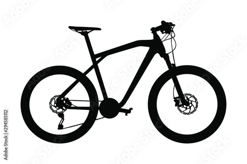 Bicycle vector silhouette isolated on white background. Sport bike symbol. 
Urban vehicle. Electric bike for riding. Street delivery service. Mountain bike for off road.