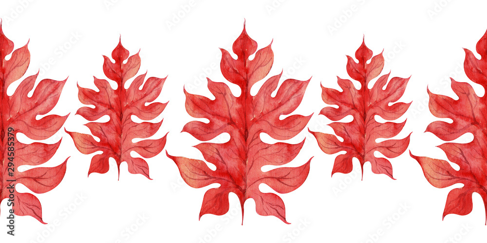 Watercolor background pattern of a Stylized red leaf Watercolor background pattern of a Stylized red leaf