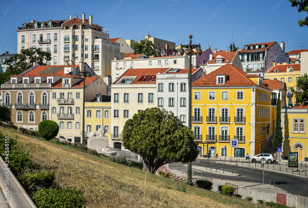View of colorful Streets of Lisbon, Portugal
