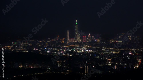 Wallpaper Mural TAIPEI, TAIWAN - CIRCA AUGUST 2019 : Aerial view of sunrise cityscape of Taipei. View around shopping and business district at Xinyi area. Time lapse shot, night to morning. Torontodigital.ca