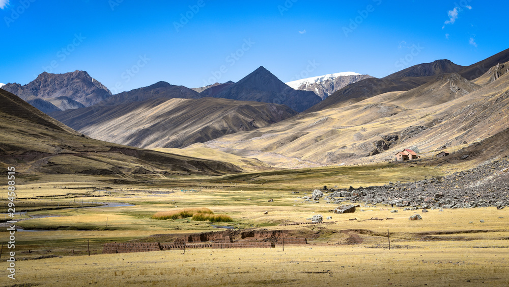 Stunning Andean mountain landscapes in the Chillca Valley. Ausungate, Cusco, Peru