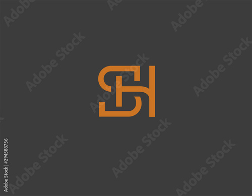 Linear abstract logo icon two letter S and H monogram typography for your company