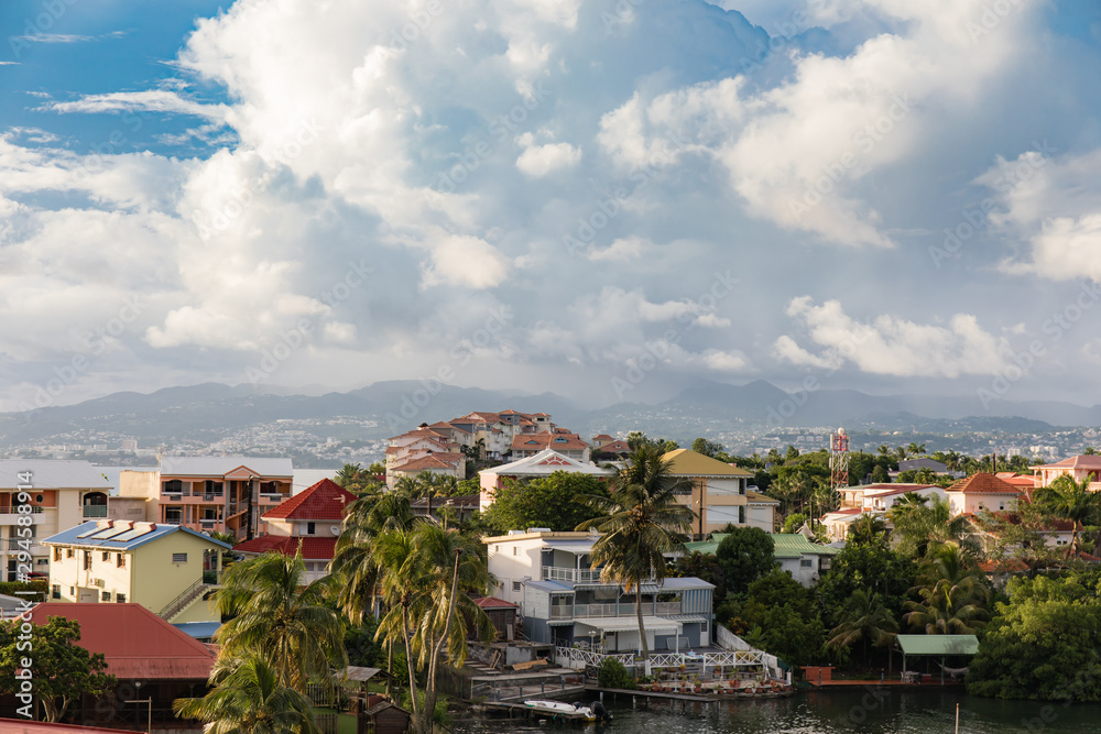 Fototapeta premium Les Trois-Ilets, Martinique, FWI - View to la Pointe du Bout