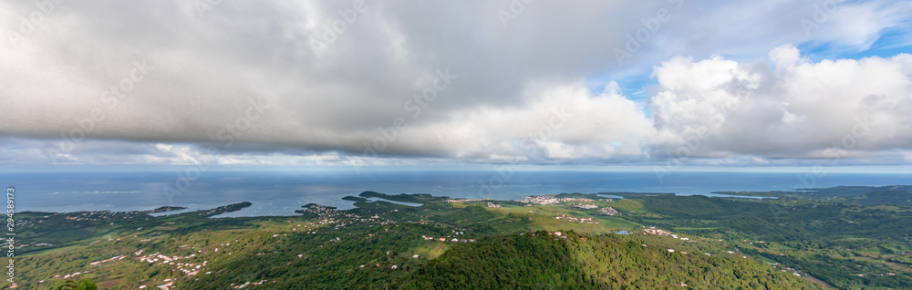 Le Vauclin, Martinique, FWI - Panoramic view to the Atlantic coast from the top of Vauclin Mountain