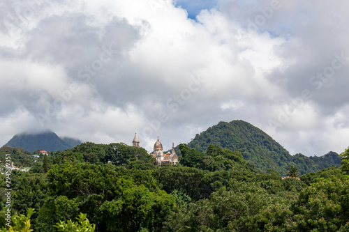 Fort-de-France, Martinique, FWI - Cathedral of Balata and Carbet Mountains © chromoprisme