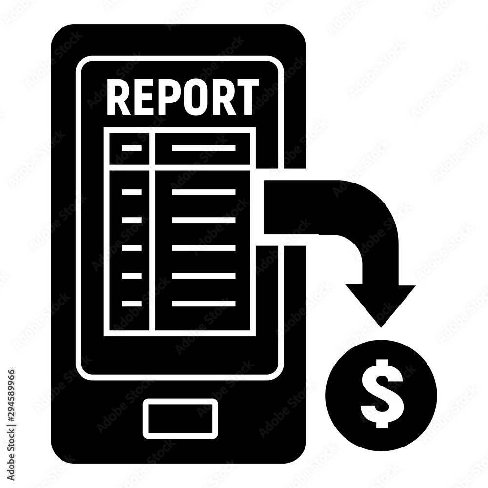 Smartphone report icon. Simple illustration of smartphone report vector icon for web design isolated on white background Smartphone report icon. Simple illustration of smartphone report vector icon for web design isolated on white background