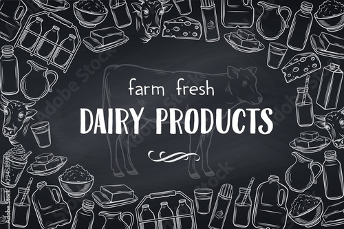 dairy product page design, blackboard style