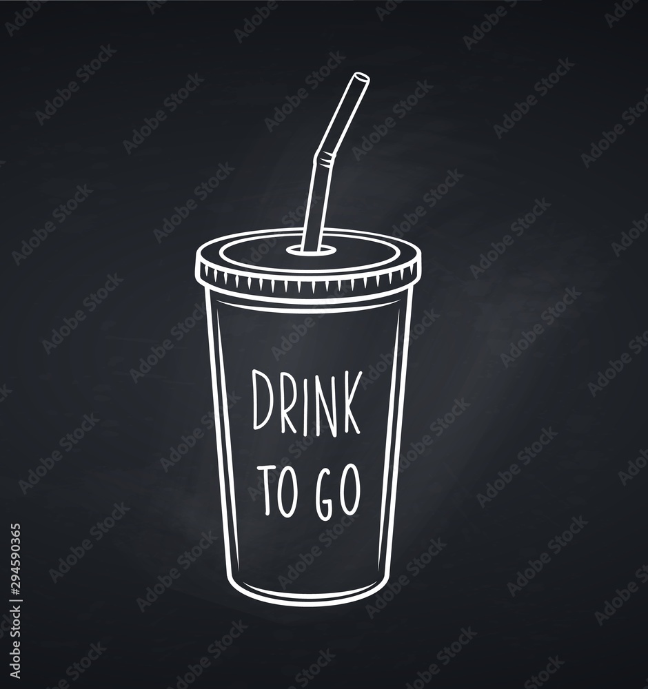 Drinks mug with straw, chalkboard style Drinks mug with straw, chalkboard style
