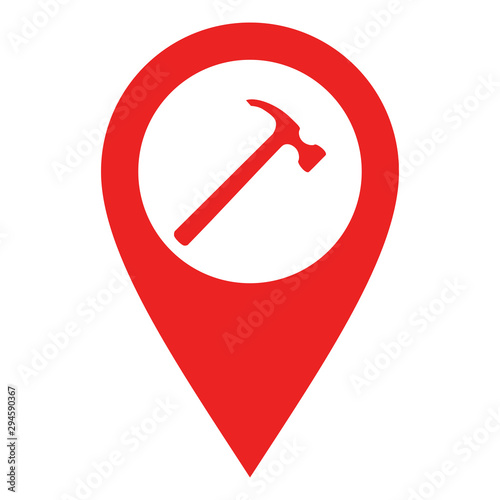 Hammer und Kartenmarkierung