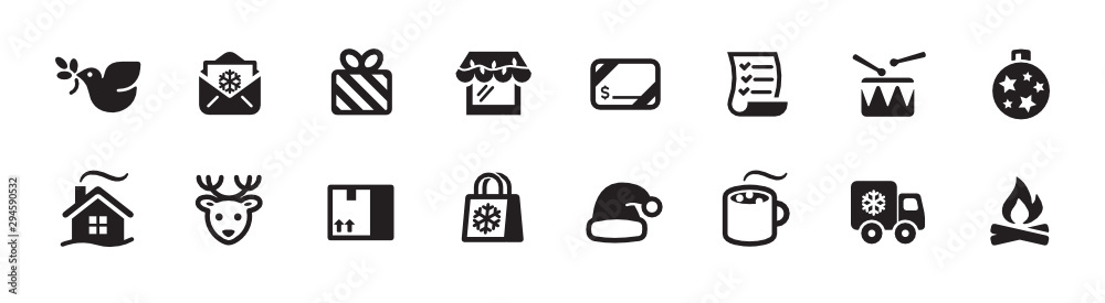 Christmas, Holiday, and Winter Icon Set (vector icons) Christmas, Holiday, and Winter Icon Set (vector icons)