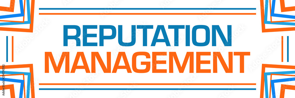 Fototapeta premium Reputation Management Blue Orange Random Borders Horizontal 