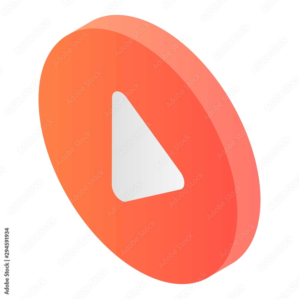 Play video button icon. Isometric of play video button vector icon for web design isolated on white background Play video button icon. Isometric of play video button vector icon for web design isolated on white background