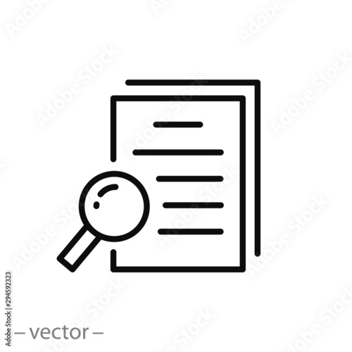 case study icon, research analysis, marketing, thin line web symbol on white background - editable stroke vector illustration eps 10 photo