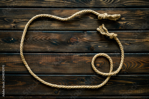 Fototapeta Naklejka Na Ścianę i Meble -  isolated rope mockup on wooden background top view