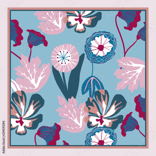 Card, bandana print, kerchief design, napkin. Ready for print.