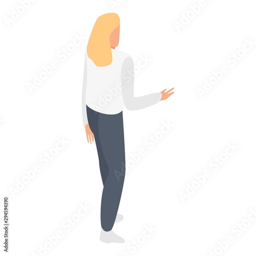Blonde woman icon. Isometric of blonde woman vector icon for web design isolated on white background