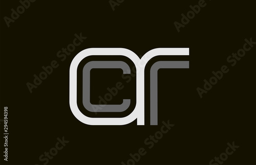 black and white line CR C R letter logo alphabet combination