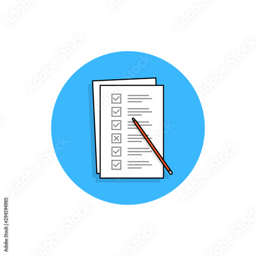 checklist task or quiz blue round icon