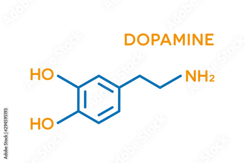 Dopamine hormone molecular formula. Human body hormones symbol