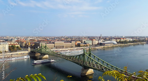 Canvas Print Budapest city - Danube river and Liberty Bridge/ October 2018