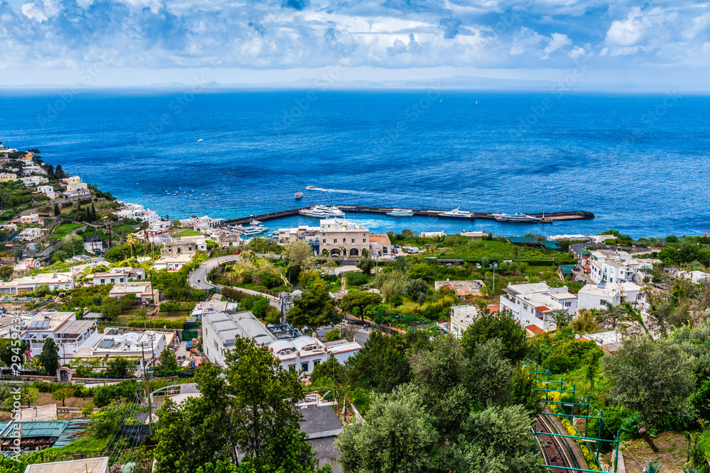 View of the Marina Grande from the town of Capri on the Italian island of Capri