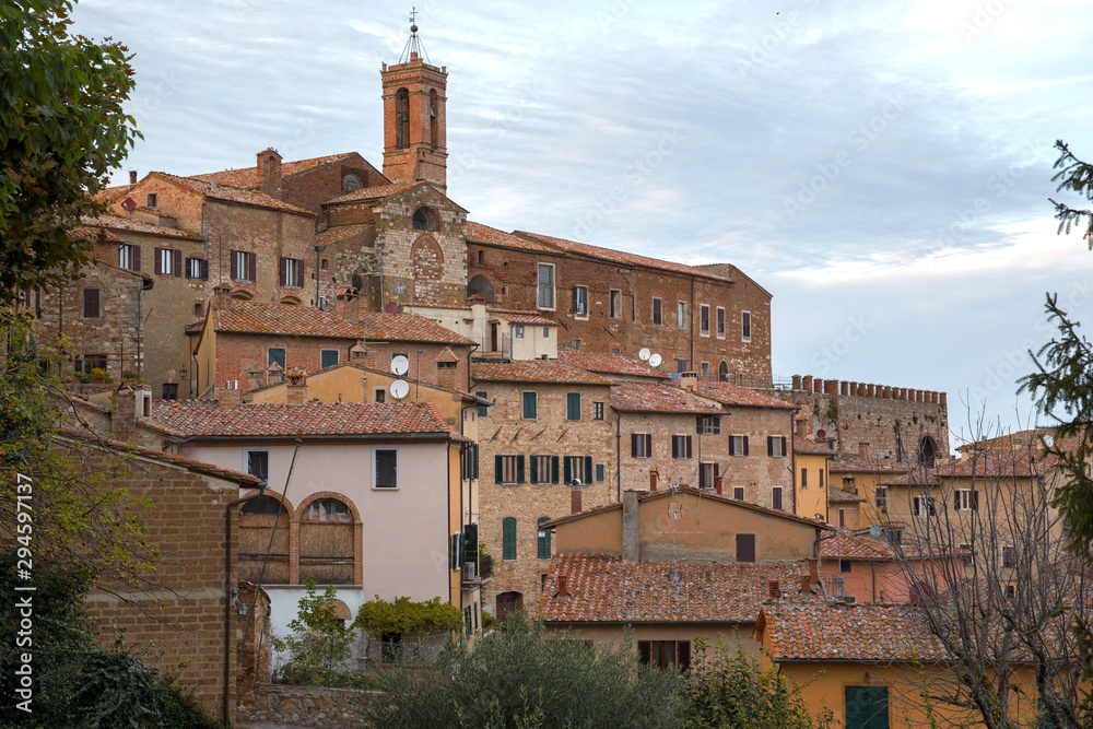 Panoramic view of Montepulciano, a small town of Etruscan origin located in the province of Siena, Italy.