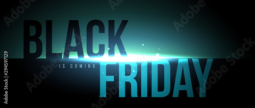 Minimalistic black friday inscription with colorful bright light stream. Design concept for promotion shop or market. Background for banner, label, sticker, flyer, card. Vector vivid illustration.