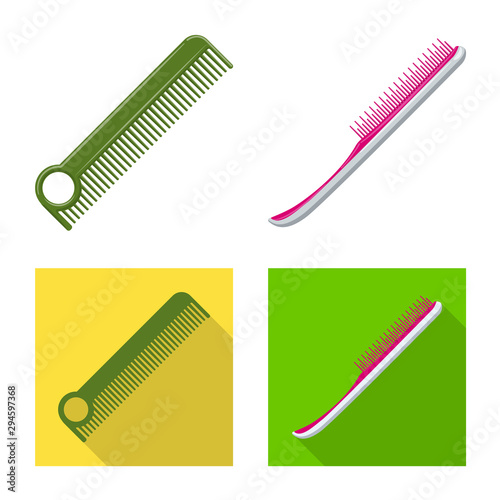Vector design of brush and hair sign. Set of brush and hairbrush vector icon for stock.