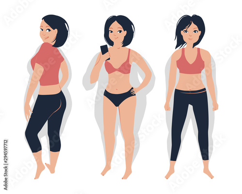 Illustration of pretty girl after losing weight
