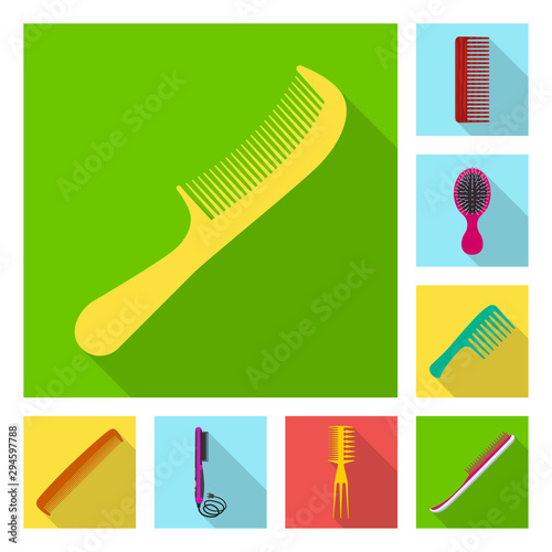 Isolated object of brush and hair sign. Collection of brush and hairbrush stock vector illustration.