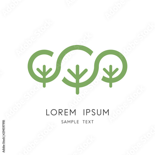 Nature reserve logo - green trees and forest symbol. Ecology and environmental protection, national park and botanical garden vector icon.