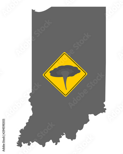 Free Download Karte von Indiana mit Verkehrsschild Tornadowarnung - GFXLoad
