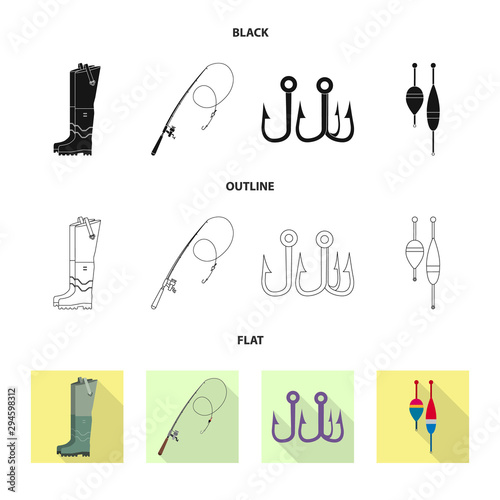 Isolated object of fish and fishing symbol. Collection of fish and equipment vector icon for stock.