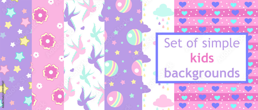 Set of simple kids backgrounds Set of simple kids backgrounds