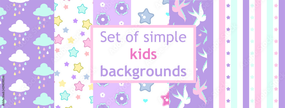 Set of simple kids backgrounds