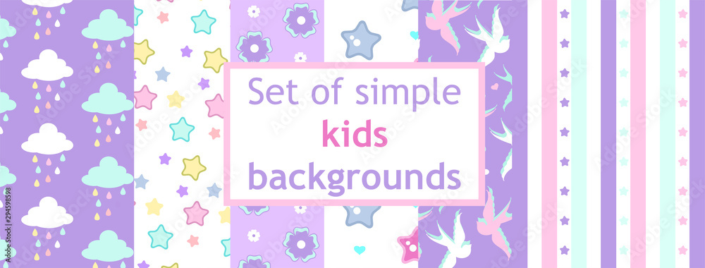 Set of simple kids backgrounds Set of simple kids backgrounds