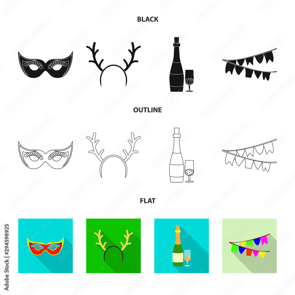Vector design of party and birthday sign. Collection of party and celebration vector icon for stock.