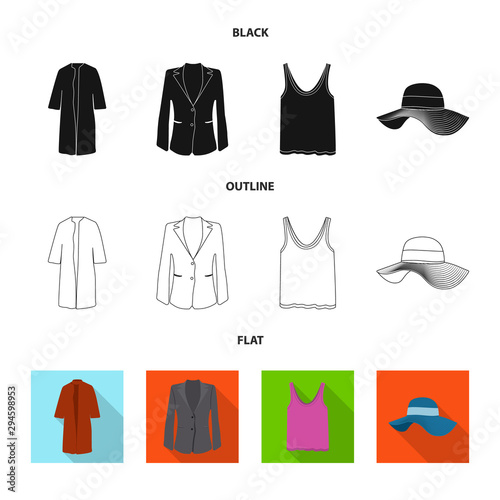 Vector design of woman and clothing icon. Collection of woman and wear vector icon for stock.