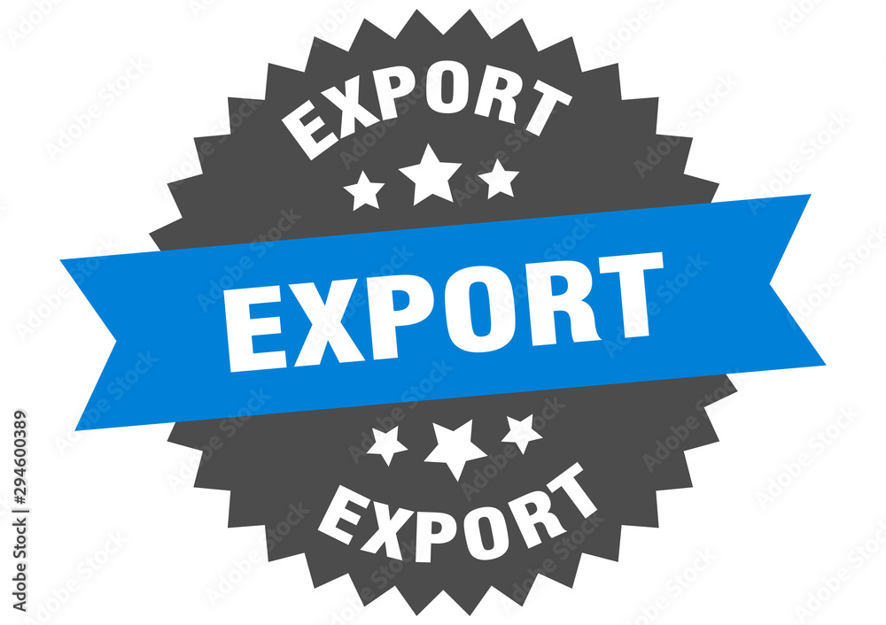 export sign. export blue-black circular band label export sign. export blue-black circular band label