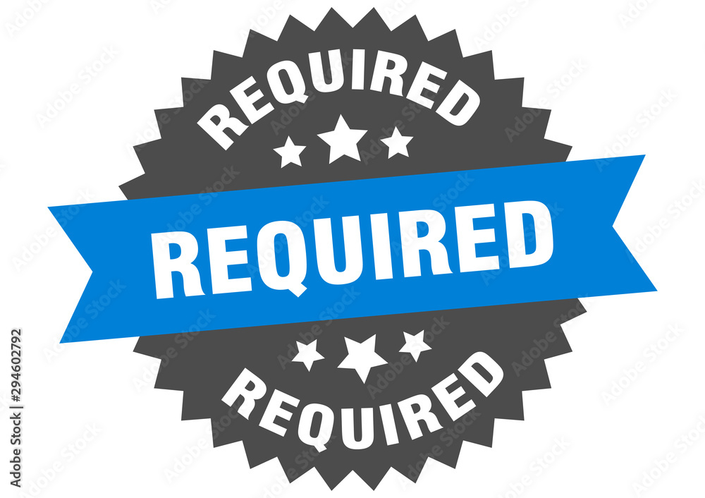 required sign. required blue-black circular band label required sign. required blue-black circular band label