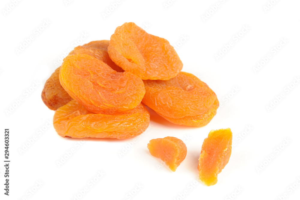 Pile of Dried Apricots Isolated on White Background Pile of Dried Apricots Isolated on White Background