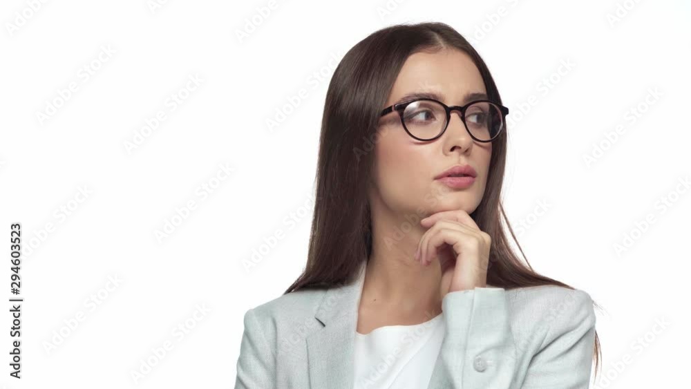 pensive young businesswoman isolated on white pensive young businesswoman isolated on white