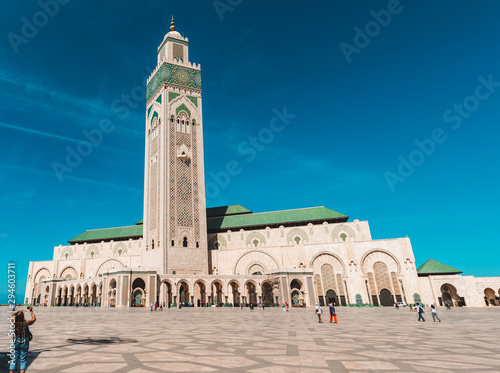 low angle view of Hassan II mosque against sky - travel destination - famous landmark